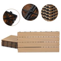 Wolketon 24er Set Wpc Terrassenfliesen Für Garten, 4 Lamellen, 30 × 60 Cm, Klicksystem, Holz-kunststoff-verbund In Teakoptik