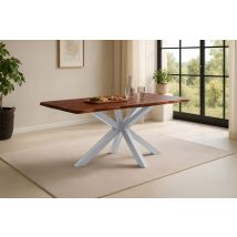Esstisch Baumkante Massiv Akazie Kastanienfarben 180 X 90 Cm Spider-gestell Silber Roxana