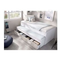 Dkit - Cama Compacta Soria Acabado Blanco/alistonado, 70cm(alto) 200cm(ancho) 97cm(largo)