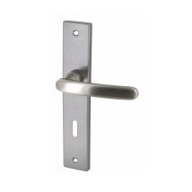 Manija De Puerta De Zamak Satinado Biarritz Con Llave L - Dt2000
