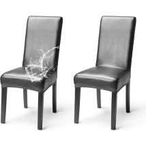 Set Di 2 Coprisedie In Similpelle, Impermeabili, Eleganti, Elastici, Coprisedie Con Schienale Alto Per Sala Da Pranzo, Banchetti, Matrimoni, Feste, 