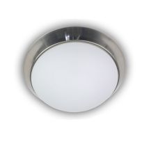 Led-deckenleuchte Rund, Opalglas Matt, Dekorring Nickel Matt, Ø 30cm