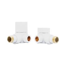 Heatwave Square White Corner Radiator Valves Pair
