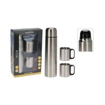 Set termo 1l con 2 tazas de acero inoxidable
