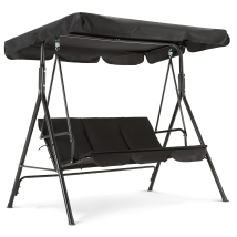 M Mcombo 3-sitzer Hollywoodschaukel, Gartenschaukel Mit Verstellbares Sonnendach, Schaukelbank Outdoor, Gartenliege Wetterfest, 114 X 170 X 155 Cm, 
