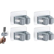 Supermarket - 4 Pieces Self-adhesive Wall Mounted Mop Holder Wall Mounted Broom Hanger No Drilling Broom Gripper Mop Holders Gray Broom Hanger For 