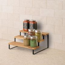 Gewürztreppe 'York Lava' – 3-Etagen – Akazienholz – 27 x 23 x 13 cm – 23 cm hoch – schwarz/natur