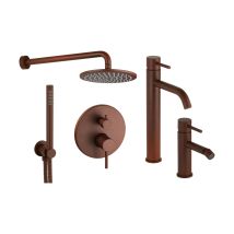 Hoch-bidet-waschtischmischer-set Und Rundes Duschset In Rostfarbe Pollini Jessy Color Kitjessycolora43
