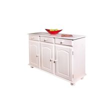 Mobile Buffet Livio 3ante+3cassetti Pino Massello Verniciato Ad Acqua Bianco Inter Link