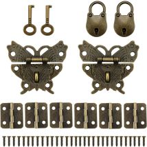 Qiedie - Antique Castle With Keys, Small Antique Hinges, Mini Padlock With Closures For Jewelry Box And Journal, Gift Decoration