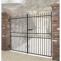Corfe Premium Spear Top Tall Flat Top Double Gate - Steel - Fits Gap 3048 Mm X 1778 Mm High - Electro Galv./black Powder Coated