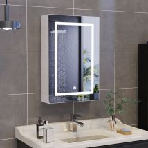 Miroir De Salle De Bain,miroir Mural,armoire De Toilette Avec Miroir,1 Porte-50x12.5x70 Cm-led Réglable-commande Tactile-rangement
