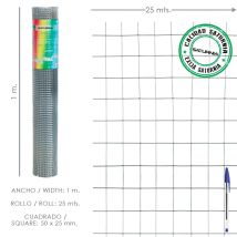 Elektrogeschweißter, Verzinkter Maschendraht 50x25 / 2,00 / 100 Cm. 25 Meter Gd Rolle