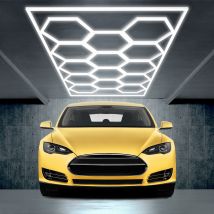 Barberpub Hexagon Led Garage Light, 68970lm 6500k Hexagon Led Beleuchtung Für Werkstatt, Friseursalon, 14 Grid, Lp004n/dimmbar, Pvc-rahmen