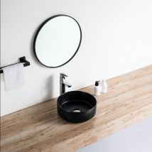 Lavabo Da Appoggio Rotondo In Ceramica Mendoza Nero Opaco Ø36 Cm