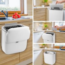 Hanging Kitchen Bin Wall Mounted Foldable 10l Odor Resistant Double Access Lid