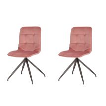 La Silla Española - Lot De Deux Chaises De Salle À Manger De Style Contemporain Avec Assise Et Dossier En Velours Modèle Maderuelo En Couleur Rose 