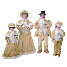Sängerfamilie in goldenem Stoffset – 4 Stück – 21x15x70 cm – Deko-Objekte