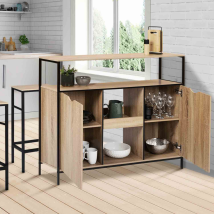 Detroit Mueble Bar De Diseño Industrial Con Puertas Y Estantes