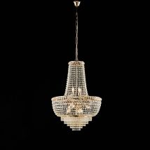Wagner - Kronleuchter Aus Eisen Und Goldenem Messing Mit Strasssteinen 8 Lichter 133 - Ø52 - Bl266-8-or