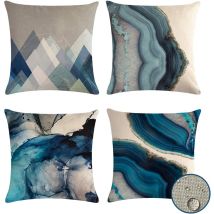 Ahlsen Wasserdichte Outdoor-kissenbezüge, 45,7 X 45,7 Cm, Set Mit 4 Blauen Dekorativen Kissenbezügen Für Terrasse Und Garten, 45,7 X 45,7 Cm (