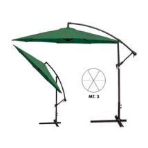 Parasol Décentralisé En Métal À Manivelle - Mât Ø 300 Cm Ø 48 Mm À 6 Baleines, Coloris Vert