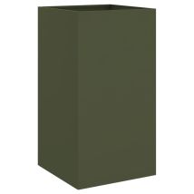 Jardinière Bac À Fleurs Vert Olive 42x38x75 Cm Acier