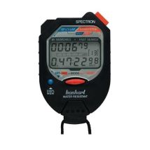 Hanhart Stoppuhr Spectron 1/100 Min. – Elektronische Stoppuhr mit LCD-Anzeige – 2-Tasten-Bedienung – 65 Speicherplätze – 82 x 61 x 28 mm – 85 g