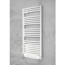 Elektrischer Handtuchwärmer + Gebläse 1000w - Capitole 2 - Epoxidbeschichtung - Gebogen - Weiß H1210 L550 - 700w