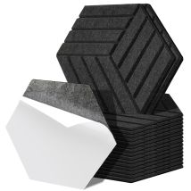 Randaco 18 Stück Akustikplatten Hexagonal Gestreift Selbstklebend Schallschutzplatten Hohe Dichte Wandpaneel Schwarz