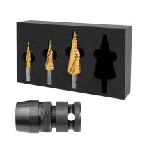 Holemaker Technology 3 Piece Impact Rated Step Drill Set 12, 22, 30mm In Foam & 111130-012a Adaptor