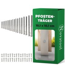 Novatool Lot De 10 Douilles De Sol En Forme De H 101 X 101 X 600 Mm, Douilles De Sol Pour Poteau De Parasol, Poteau De Clôture, Poteau En Bois,