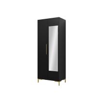 Mobilier1 - Armoire Tivsoa 110, Noir + Doré, 196x74x44cm, Portes D'Armoire: Avec Des Charnières, Nombre D'Étagères: 0
