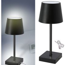 Tischleuchte Indoor Akku Tischlampe Dimmbar 3-stufen Nachttischleuchte Usb, Schwarz, Led Warmweiß, Lxbxh 10,5x10,5x26 Cm