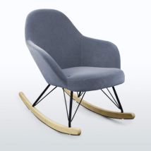 Silla Sillón Mecedora Hamaca De Diseño Moderno Eiffel Rocking En Terciopelo - Gris Oscuro