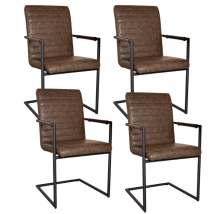 Ensemble De 4 Chaises De Salle À Manger Bras Industriel Taupe -