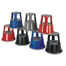 Sgabello Rotante in Acciaio Blu Grigio – Altezza 440mm – Capacità di Carico 150kg – Rivestimento Antiscivolo