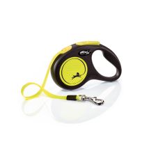 Flexi – Neon Reflective Tape Leash 5m – For Dogs Up to 15kg – Customizable with Multi Box Accessories
