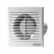 Wand-/Deckenlüfter NATHER Ø100 mm – Breite 150 mm – Höhe 120 mm – Dicke 12 mm – Schlauchlänge 108 mm – Verbrauch 7 W – Durchfluss 78 m³/h
