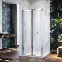 1000x1850mm Bi-fold Shower Enclosure And 800x1850mm Side Glass Panel 5mm Safety Tempered Glass Folding Wet Room Bath Door - Elegant