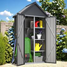 Yodolla Outdoor Tall Garden Storage Box With Single Door, 4 Adjustable Shelves