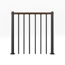 Ringhiera Per Scala Diritta - Nero - Acciaio Verniciato A Polvere - Lunghezza 1 M - Corrimano In Legno Di Noce - Re-i-rv-bois-nn
