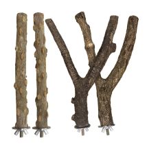 4pcs Natural Wooden Bird Perches Stand Parakeet Toys Parakeet Bird Cage Accessories Parrot Supplies