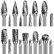 Lot De 20 Fraises Rotatives En Carbure De Tungstène À Double Coupe Avec Tige De 1/8" Compatibles Avec Dremel Pour La Sculpture Sur Métal. Le Travail 