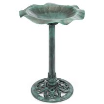 Christow – Leaf Bird Bath – Weather-Resistant Plastic Resin – H60cm x W43cm x D43cm – 3 Liters Capacity – Rustic Green