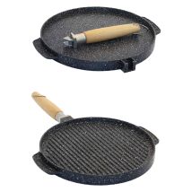 LGVSHOPPING – Sartén Grill Doble Superficie Ø 32 cm – Aluminio Inyectado Antiadherente – Libre de PFOA – Apto para Lavavajillas