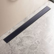 Acezanble - Duschrinne Schwarz Glas Deckel 60 Cm Edelstahl Duschablauf Extra Flach Komplettset Für Duschkabine Duschwand, Siphon Mit Geruchsstop Und 