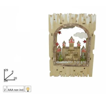 Scenario Cornice In Legno Due Esse Paesaggio Natalizio Con Luci Alberi Case E Renne 29x20 Cm Decorazioni Natalizie A Batterie