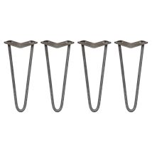 4 X 12' Hairpin Legs - 2 Prong - 12mm - Raw Steel
