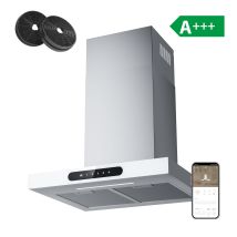 Cd6102w A+++ 650m³/h Dunstabzugshaube 60cm Wandhaube Mit Booster 4 Stufen Mit 2 Kohlefilter Dimmbare Led Schawarz - Ciarra